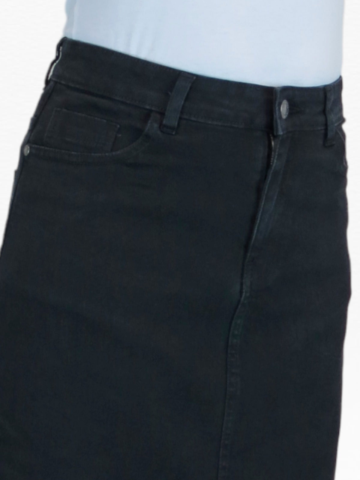 Stretch Denim Jeans Maxi Skirt Black