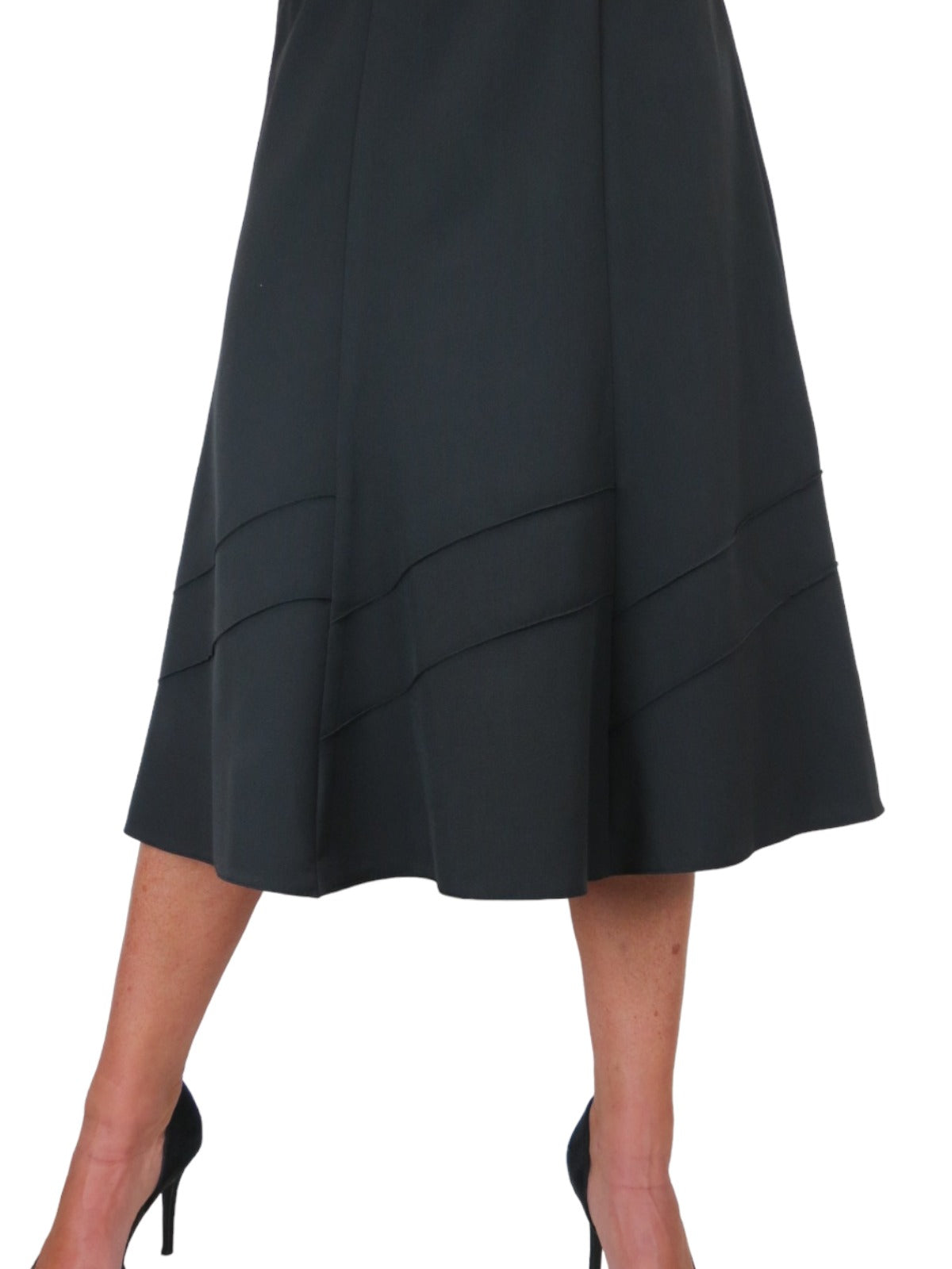 Smart Fully Lined A Line Skirt Elasticated Waist 30" Long Black