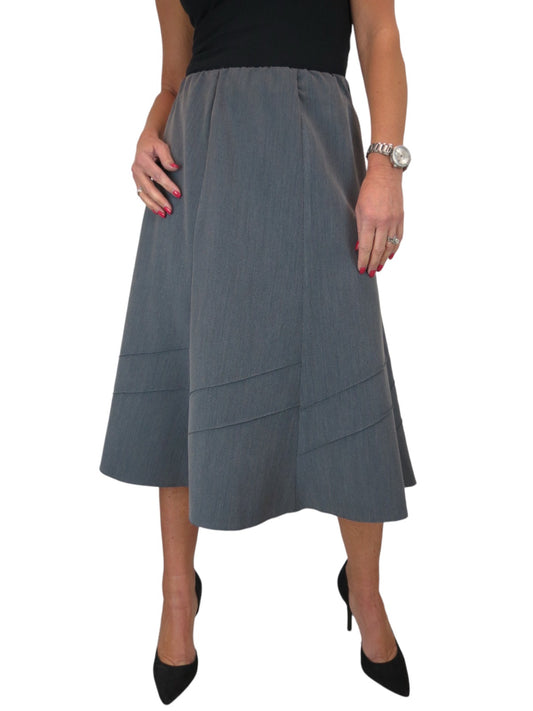 Smart Fully Lined A Line Skirt Elasticated Waist 30" Long Marl Grey
