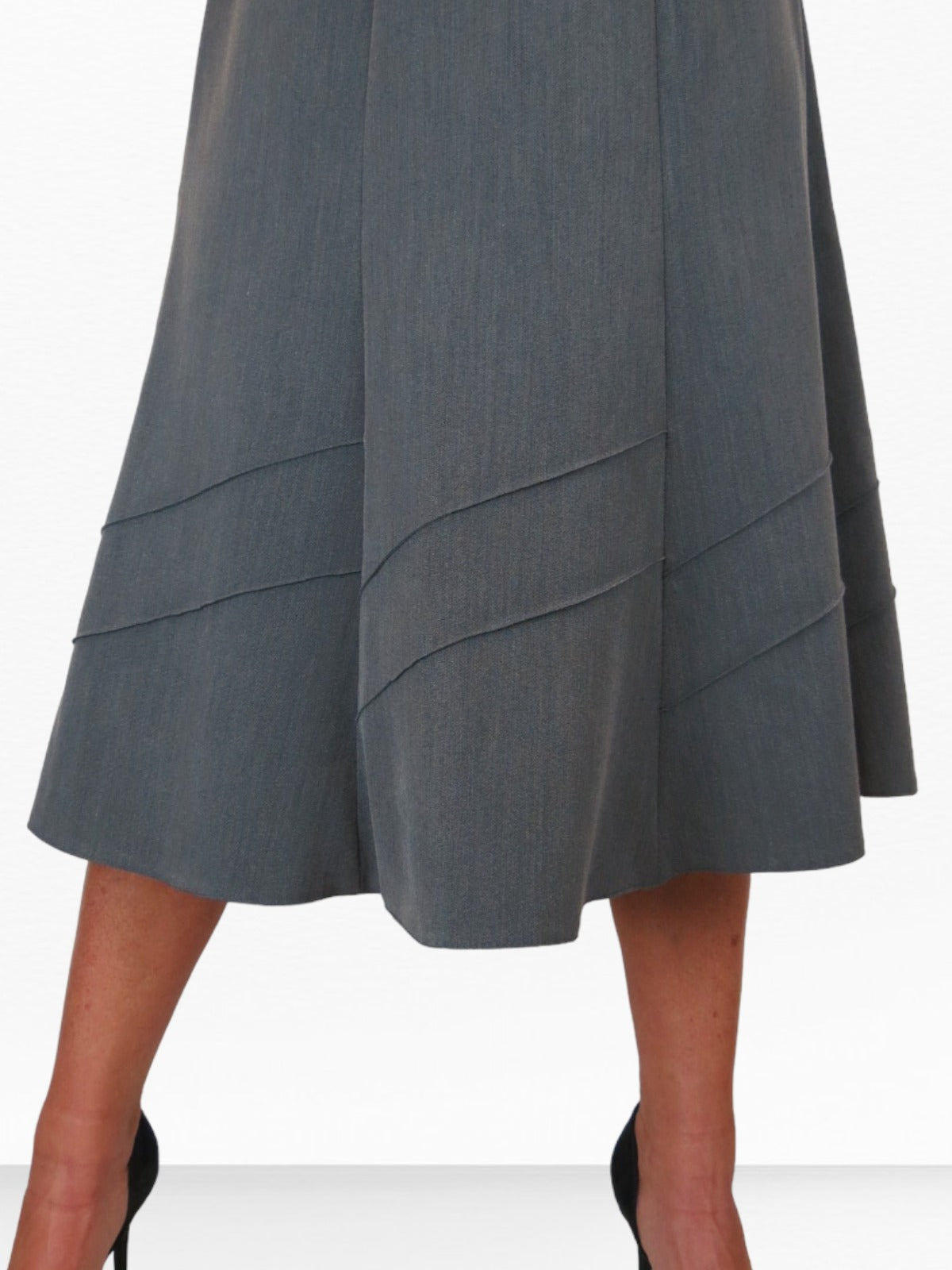 Smart Fully Lined A Line Skirt Elasticated Waist 30" Long Marl Grey