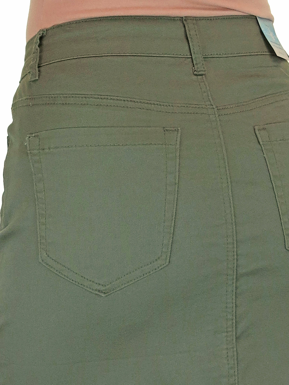 Women's Knee Length Stretch Chino Pencil Skirt Khaki Green