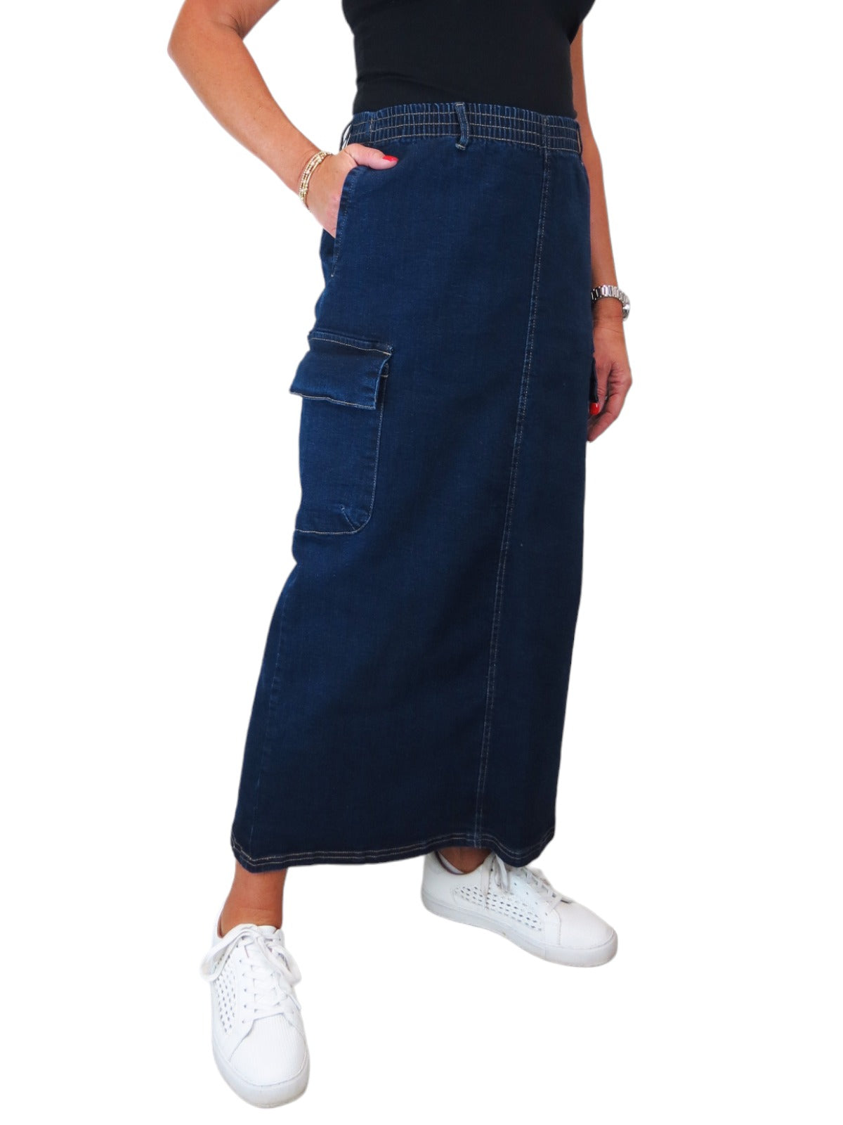 Women's Cargo Maxi Skirt Indigo Dark Blue