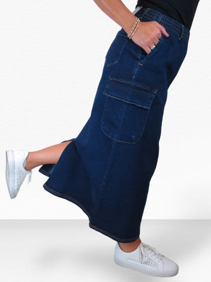 Women's Cargo Maxi Skirt Indigo Dark Blue