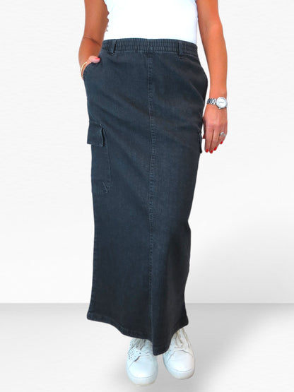 Women's Cargo Maxi Skirt Black