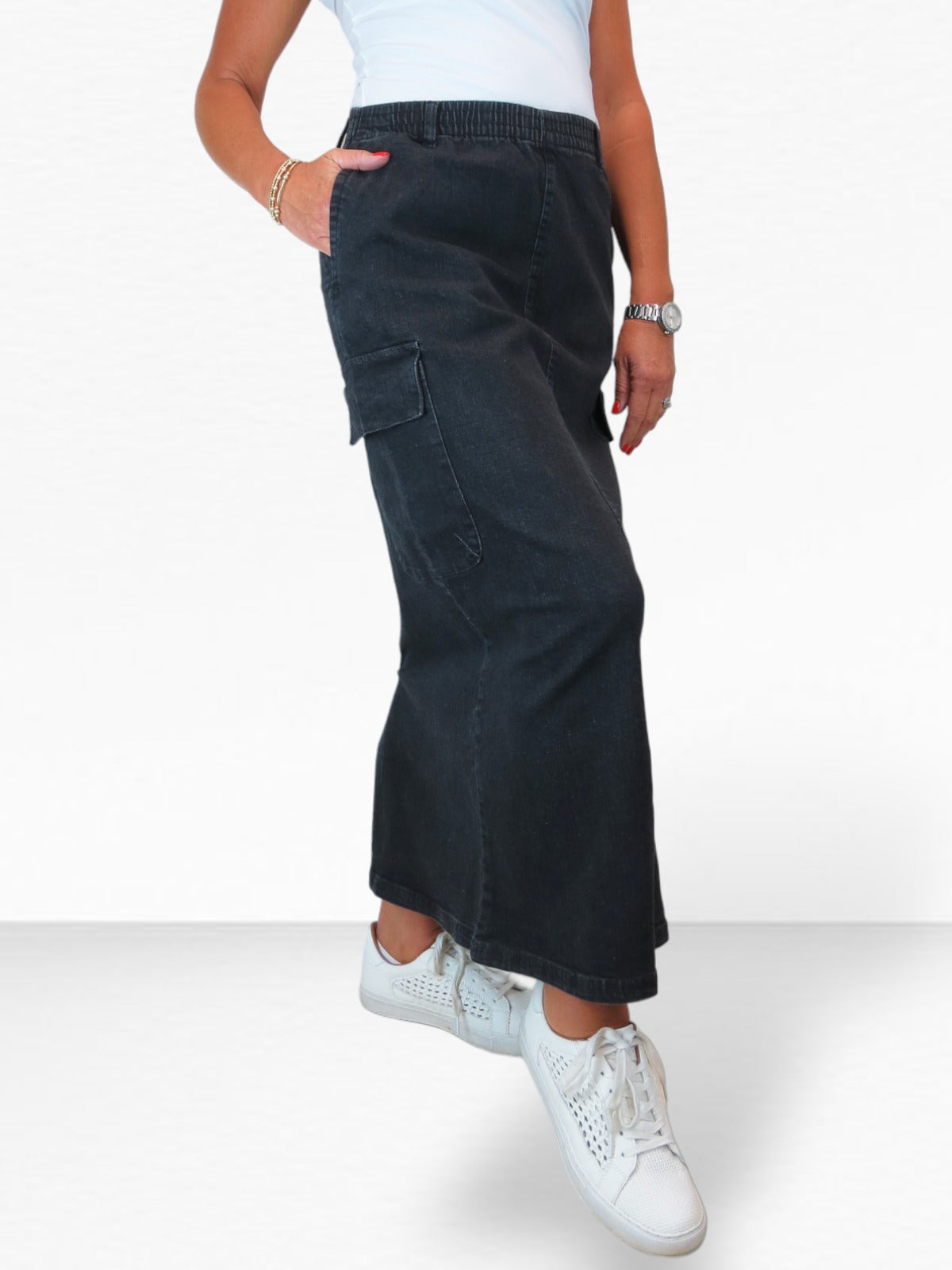 Women's Cargo Maxi Skirt Black