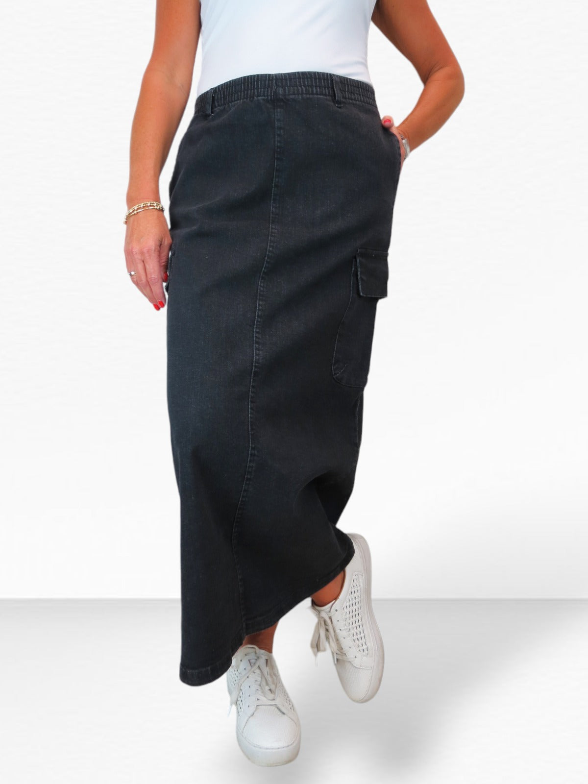 Women's Cargo Maxi Skirt Black