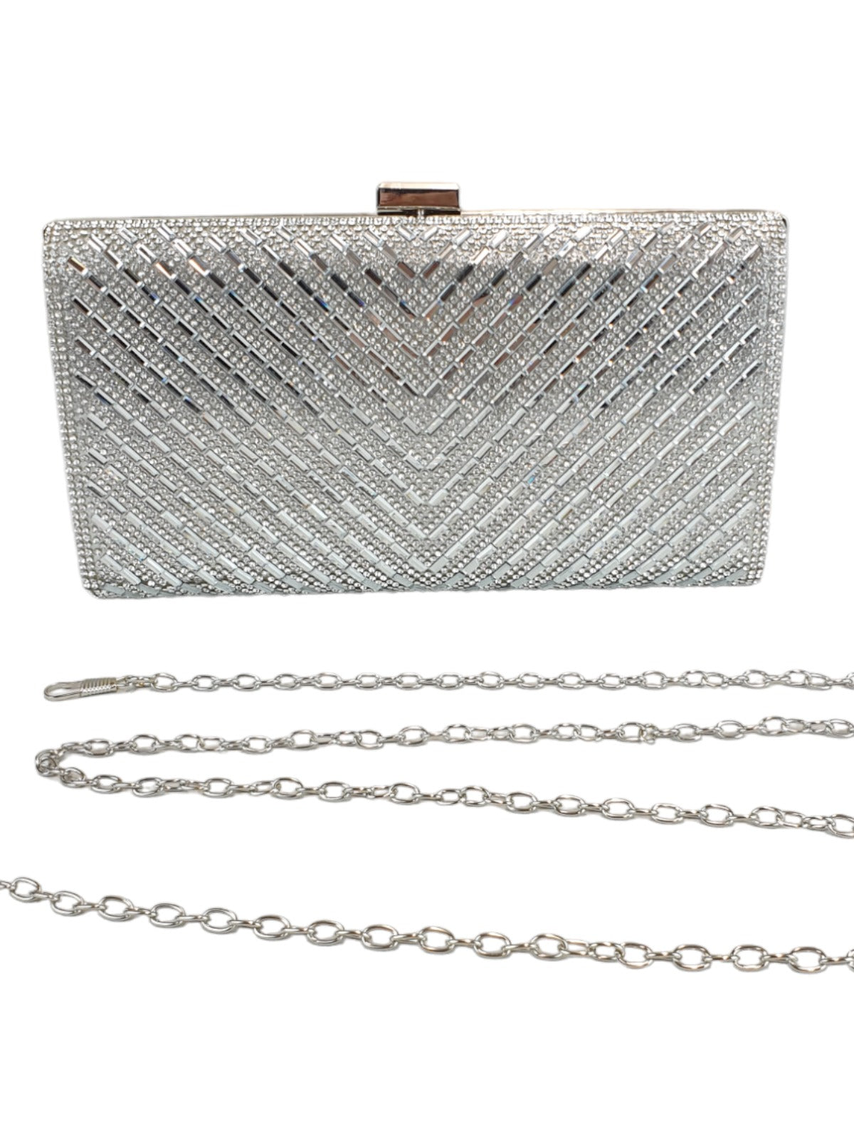 Diamante Clutch Bag Silver