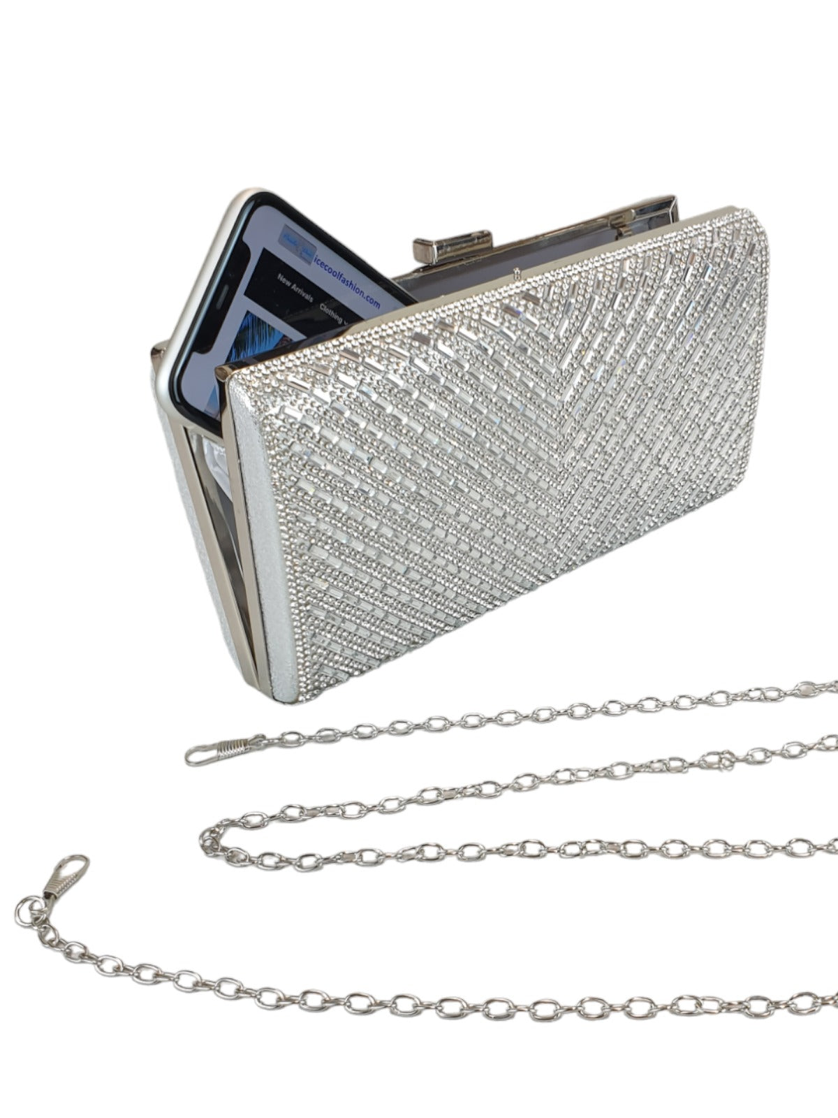 Diamante Clutch Bag Silver