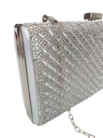 Diamante Clutch Bag Silver