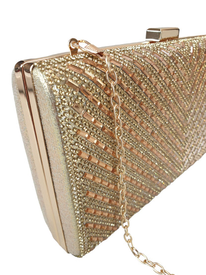 Diamante Clutch Bag Gold