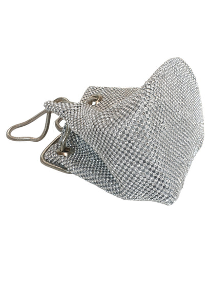 Diamante Crystal Bucket Bag Silver