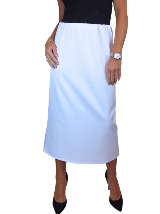Women's Midi Matte Satin Skirt White