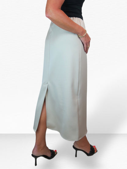 Women's Midi Matte Satin Skirt Golden Beige