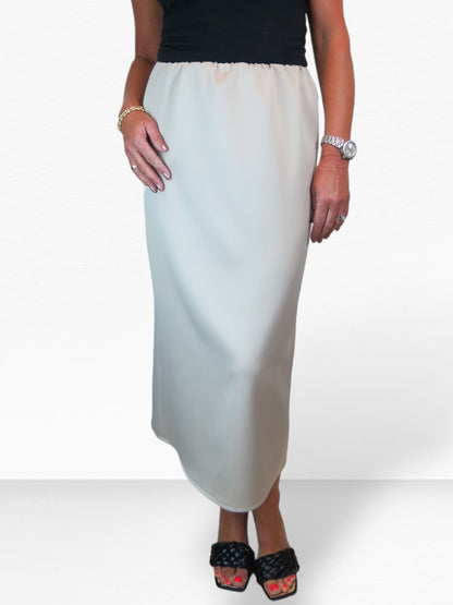 Women's Midi Matte Satin Skirt Golden Beige