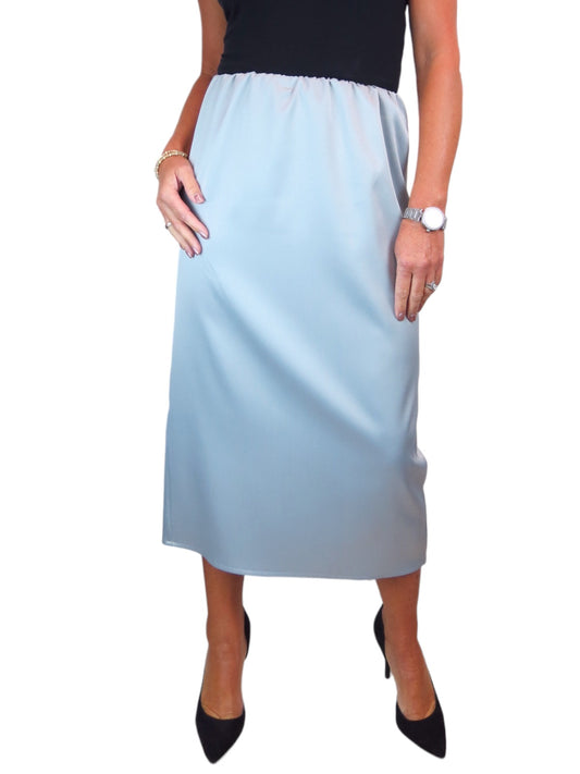 Women's Midi Matte Satin Skirt Silver Grey