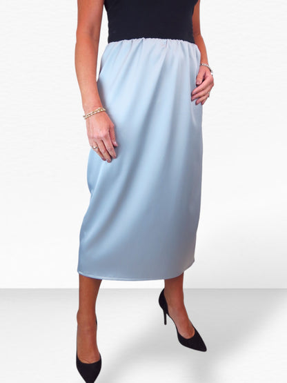 Women's Midi Matte Satin Skirt Silver Grey
