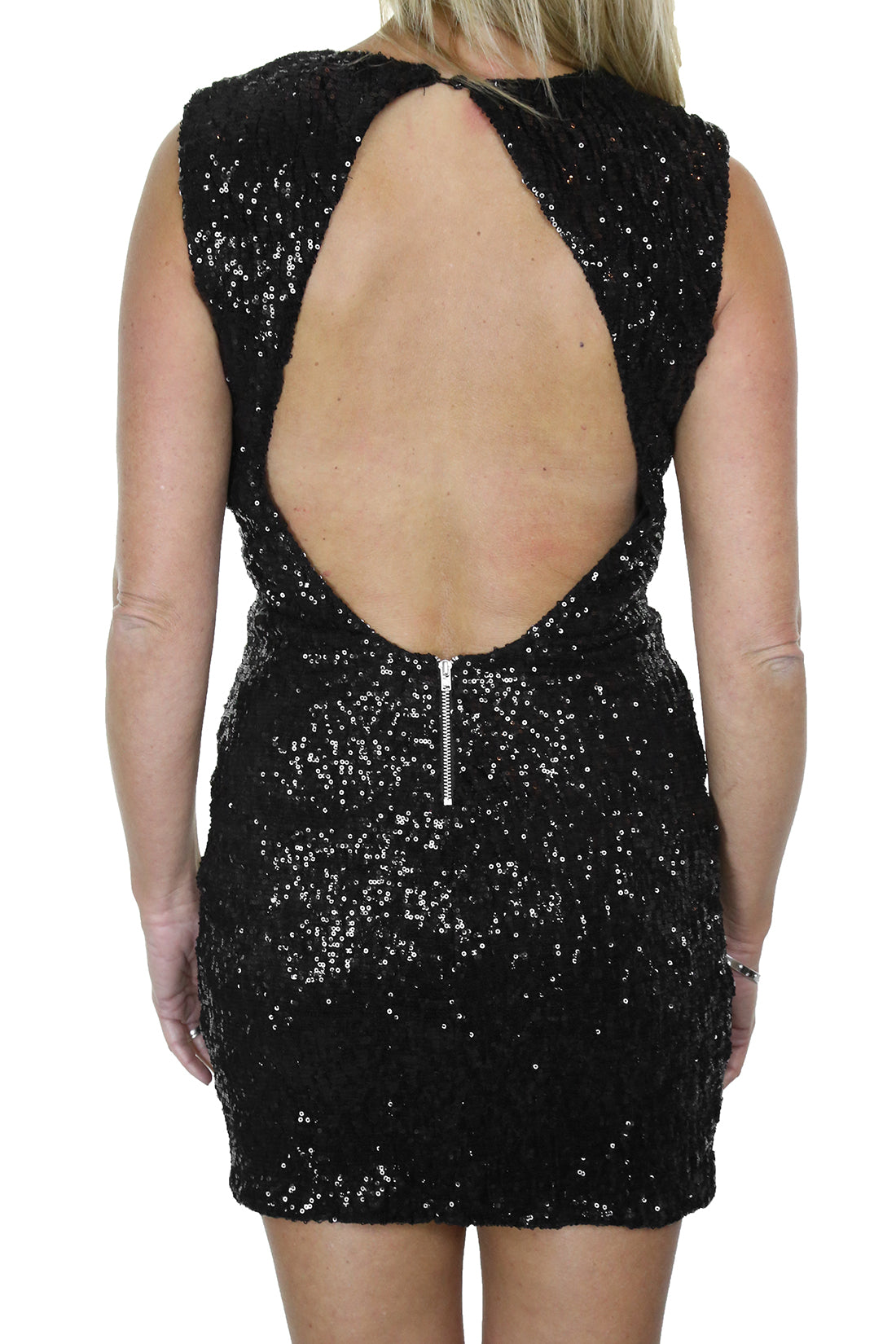 Stretch Bodycon Sequin Mini Dress Black