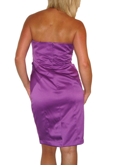 Satin Knee Length Dress Purple
