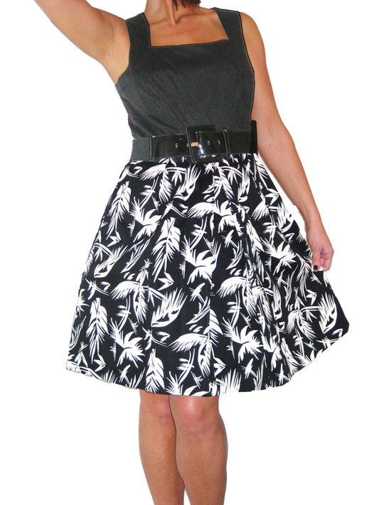 Flared 50's Rockabilly Style Dress Black/White