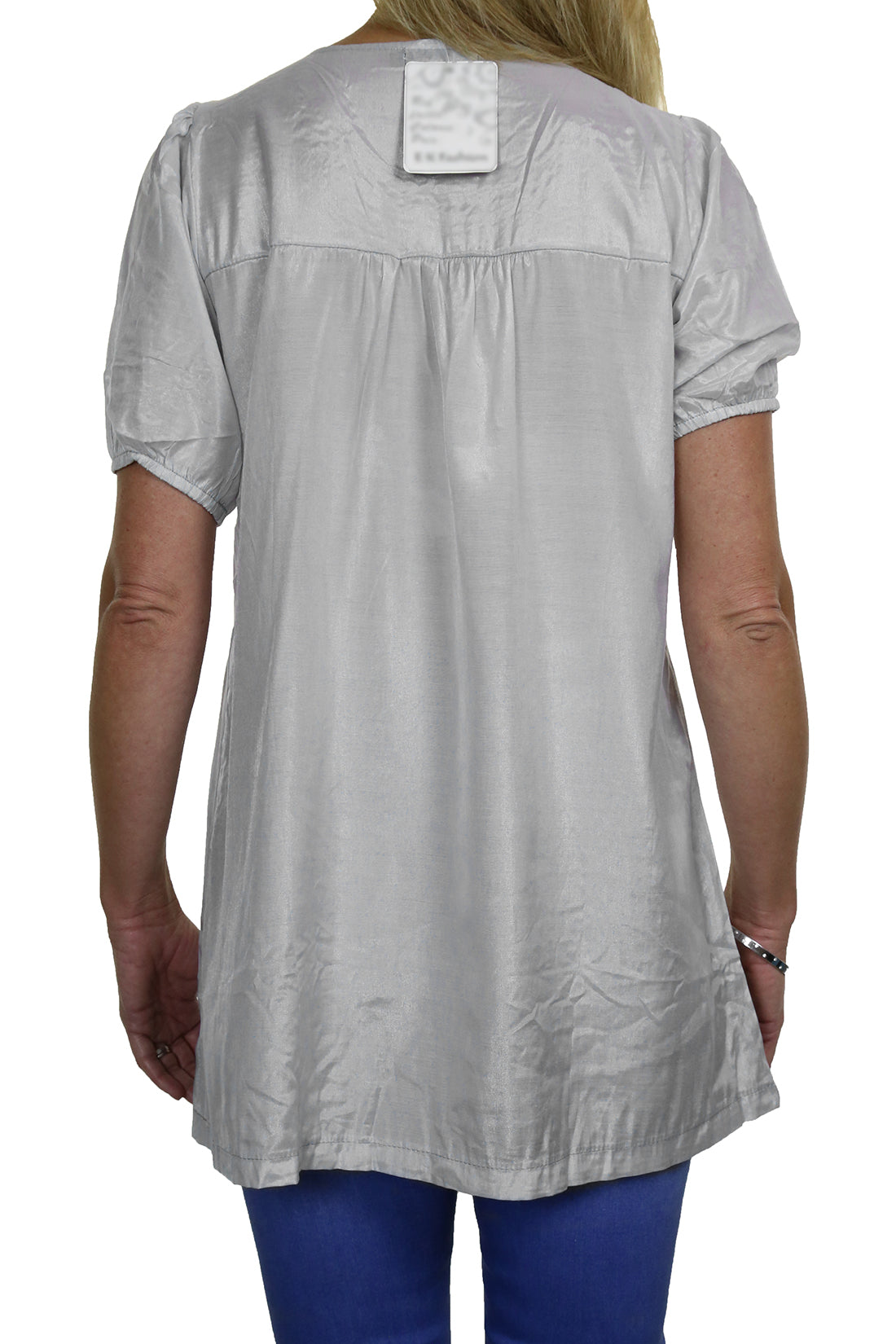 Tunic Top With Silver Bead Stud Detail Silver