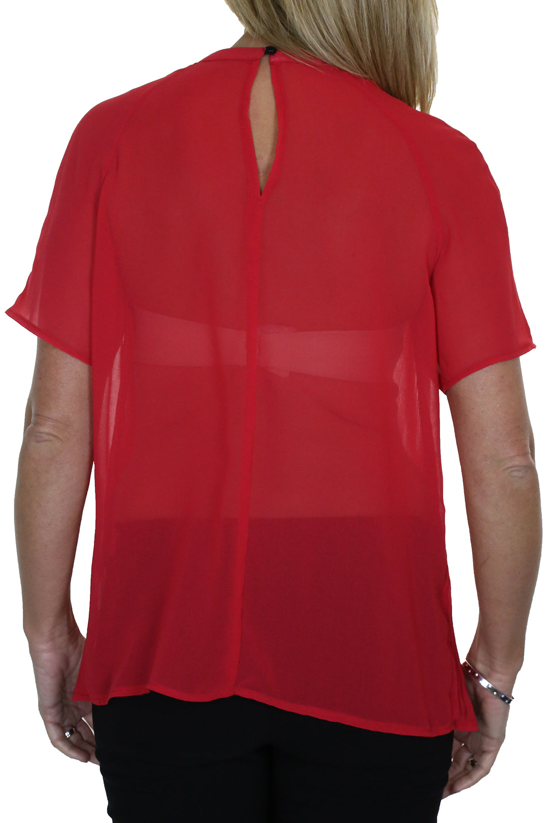 Pleated Fine Chiffon Top Red