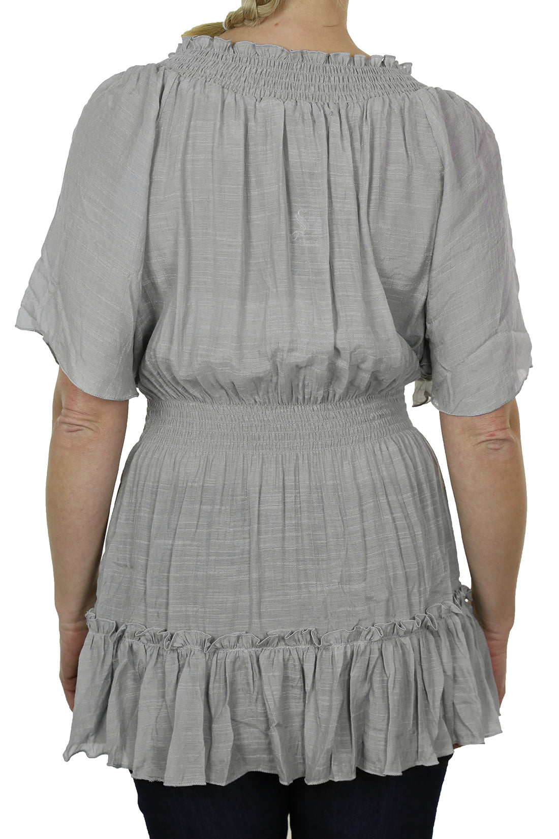 Gypsy Tunic Top Textured Sheen Fabric Grey