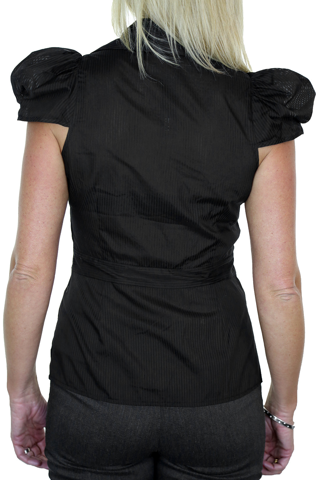 Smart Cap Sleeve Shirt Top Office Day Black Black