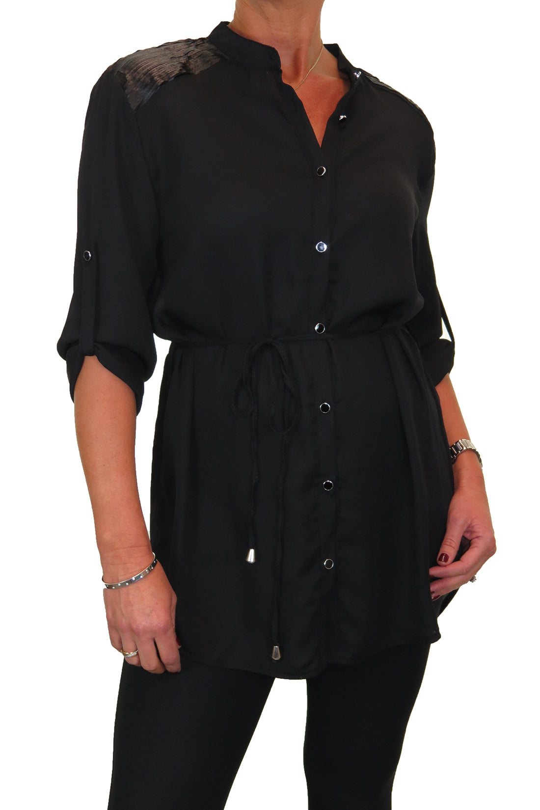 Tunic Shirt Blouse Fine Soft Feel Black