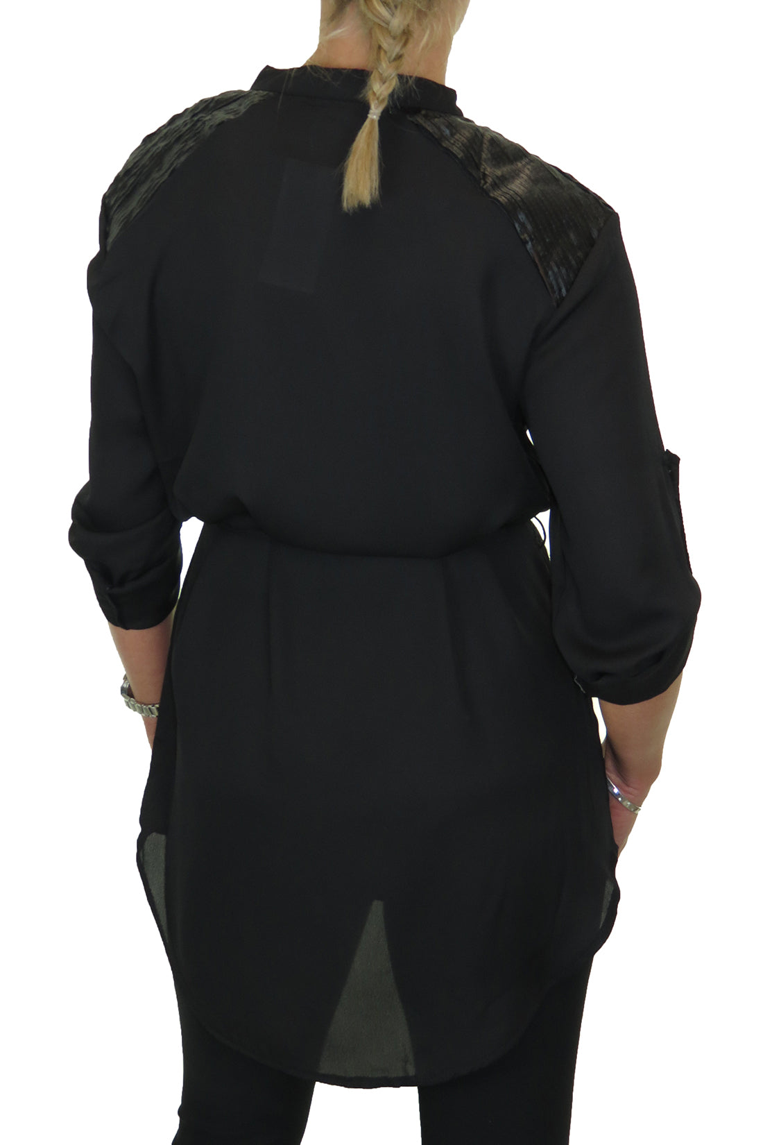 Tunic Shirt Blouse Fine Soft Feel Black