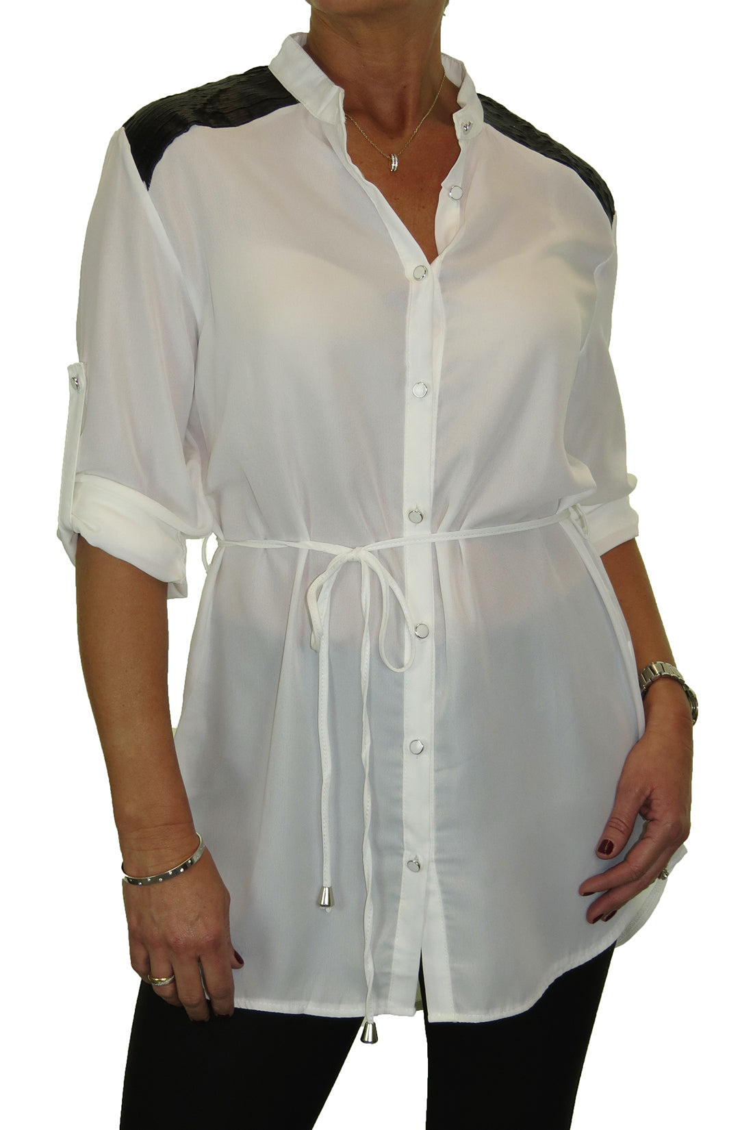 Tunic Shirt Blouse Fine Soft Feel Off-White