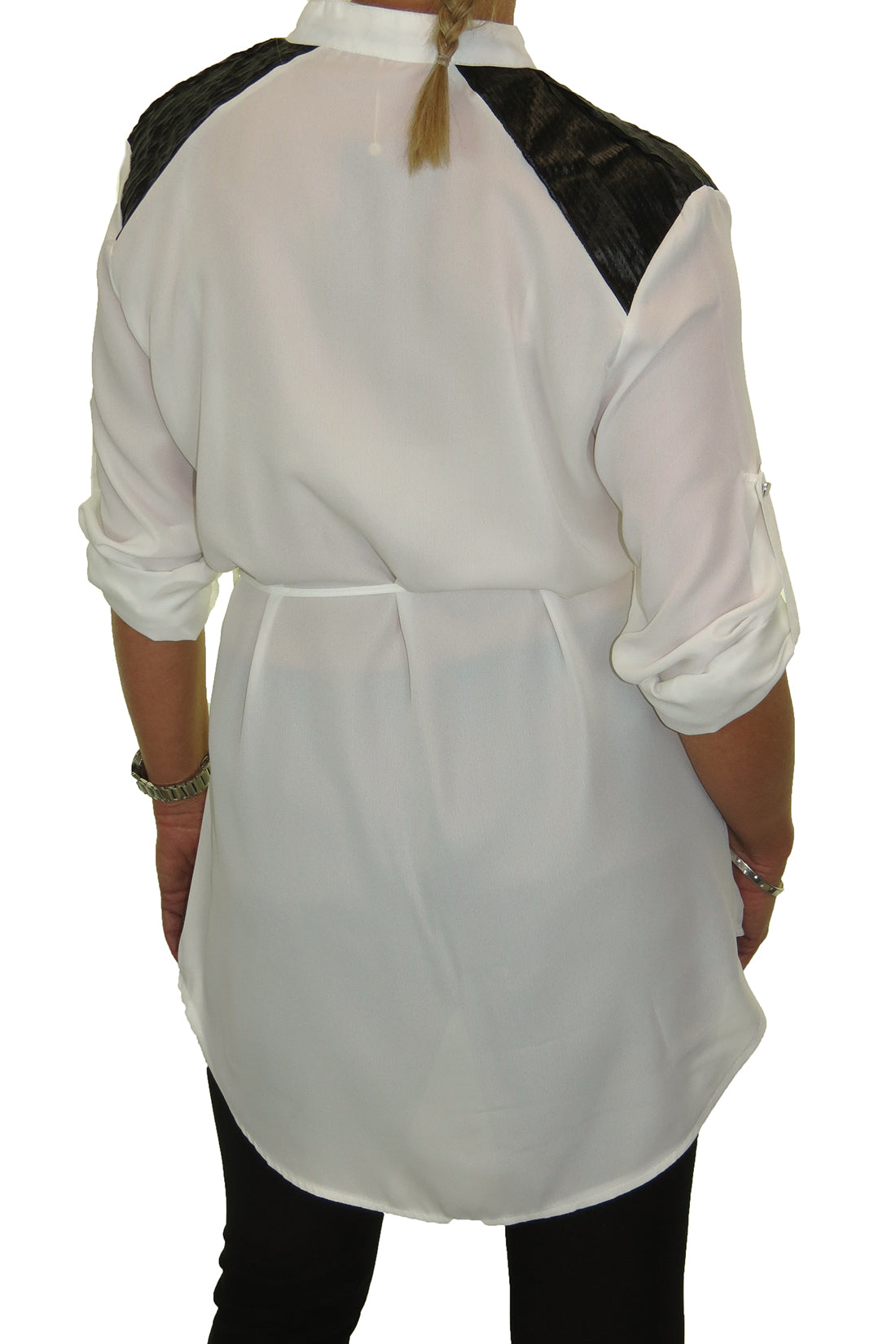 Tunic Shirt Blouse Fine Soft Feel Off-White