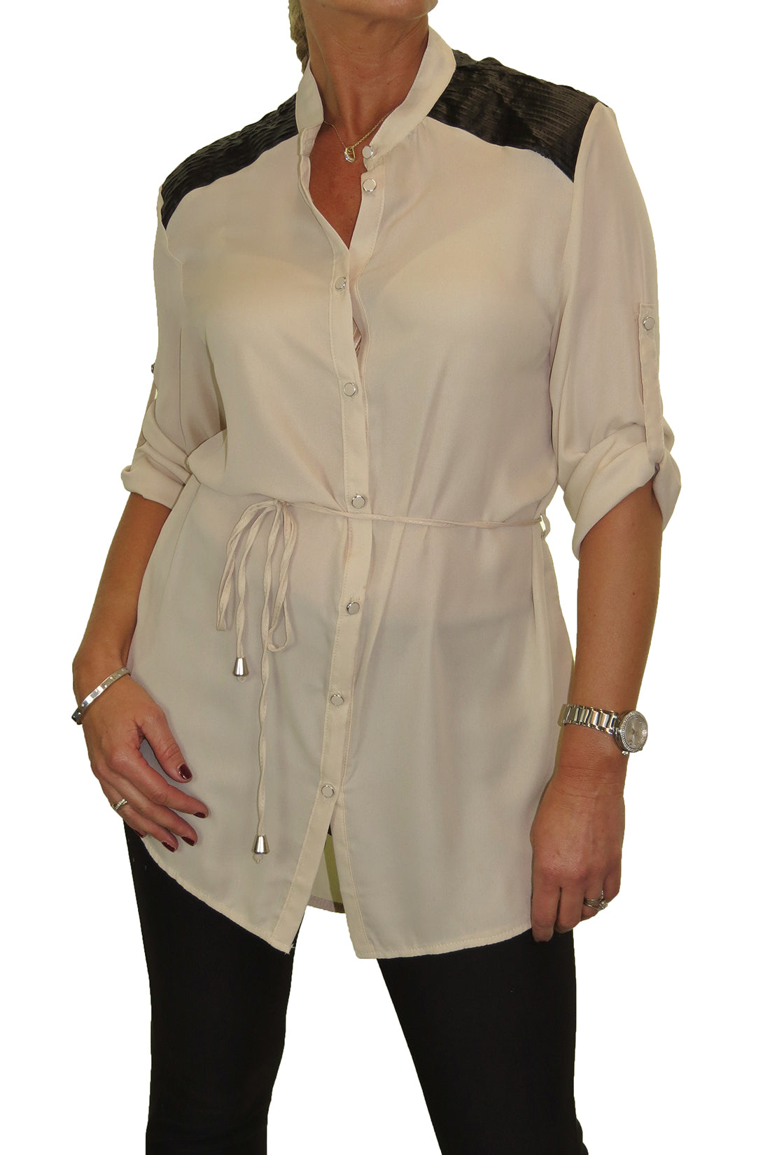 Tunic Shirt Blouse Fine Soft Feel Beige