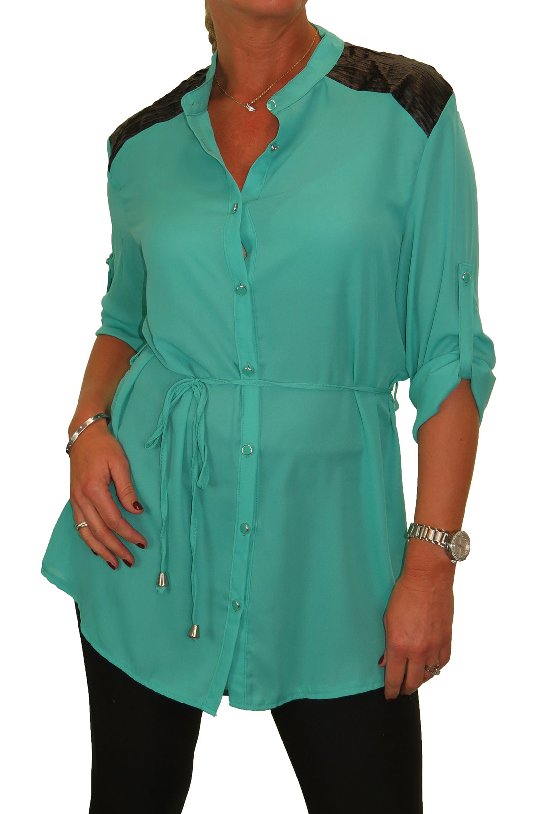 Tunic Shirt Blouse Fine Soft Feel Green