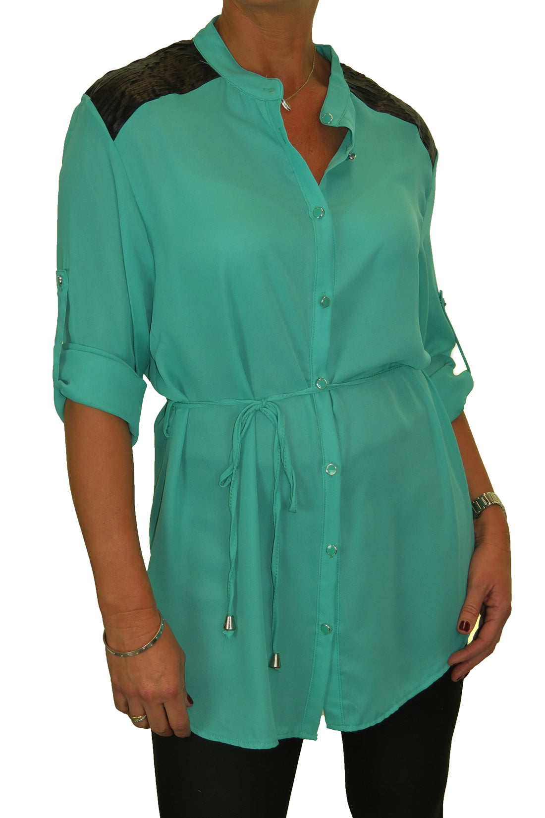 Tunic Shirt Blouse Fine Soft Feel Green