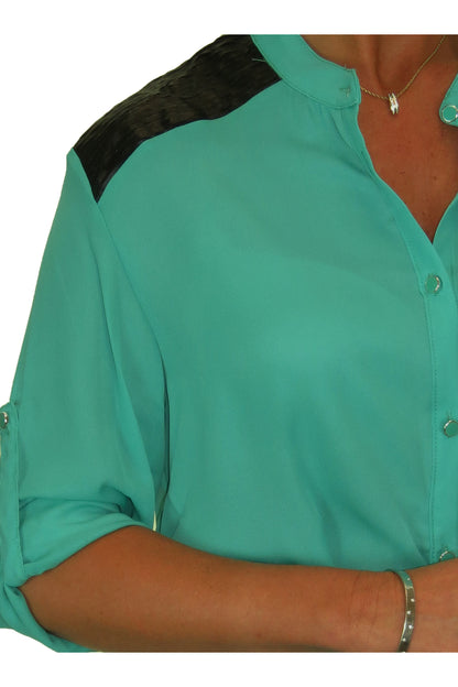 Tunic Shirt Blouse Fine Soft Feel Green