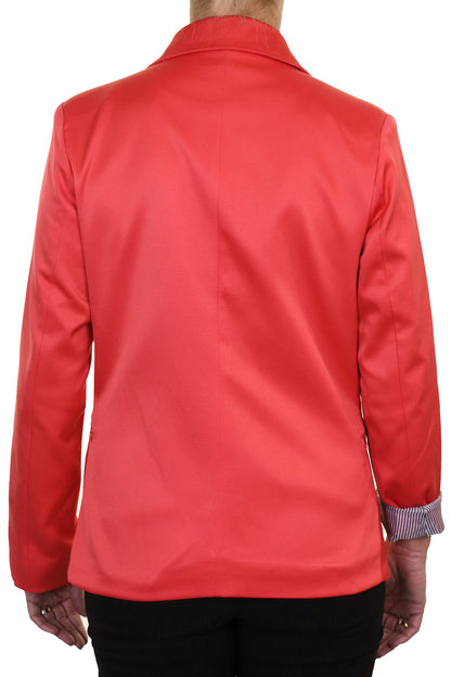 Smart Lined Evening Blazer Jacket With Sateen Sheen Coral