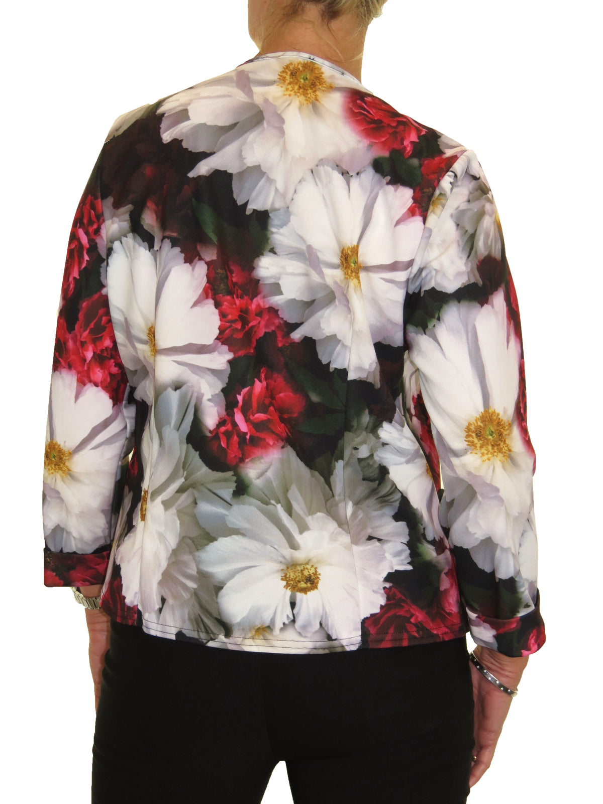 Lurex Glitter and Floral Jacket Cream Red