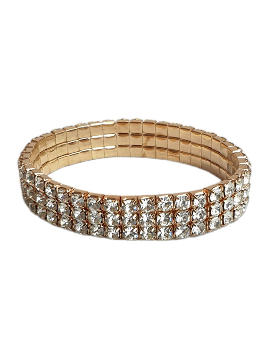3/5 Row Stretchy Diamante Bracelet Gold