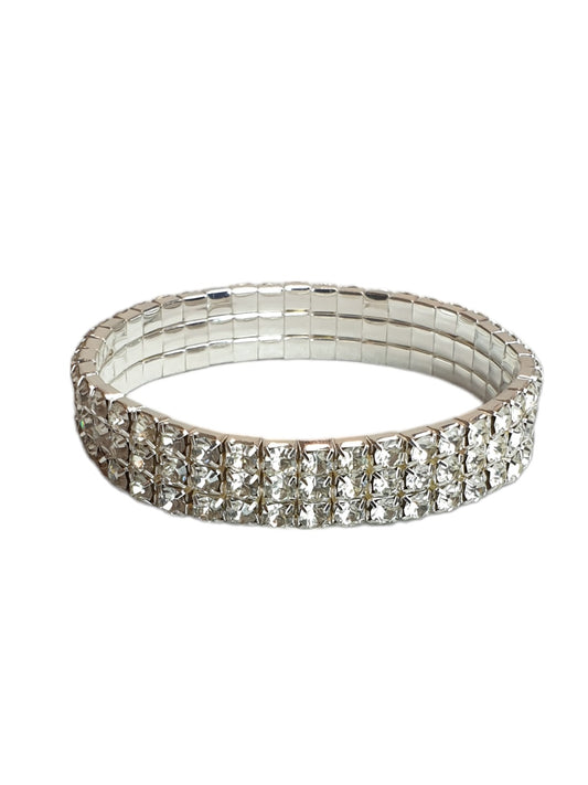 3/5 Row Stretchy Diamante Bracelet Silver