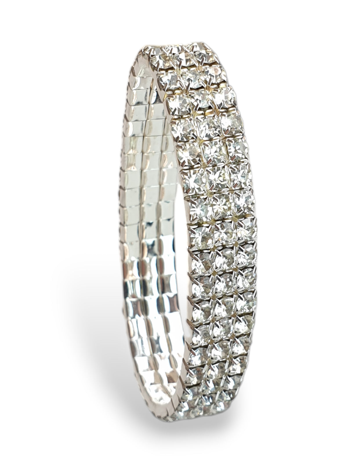 3/5 Row Stretchy Diamante Bracelet Silver