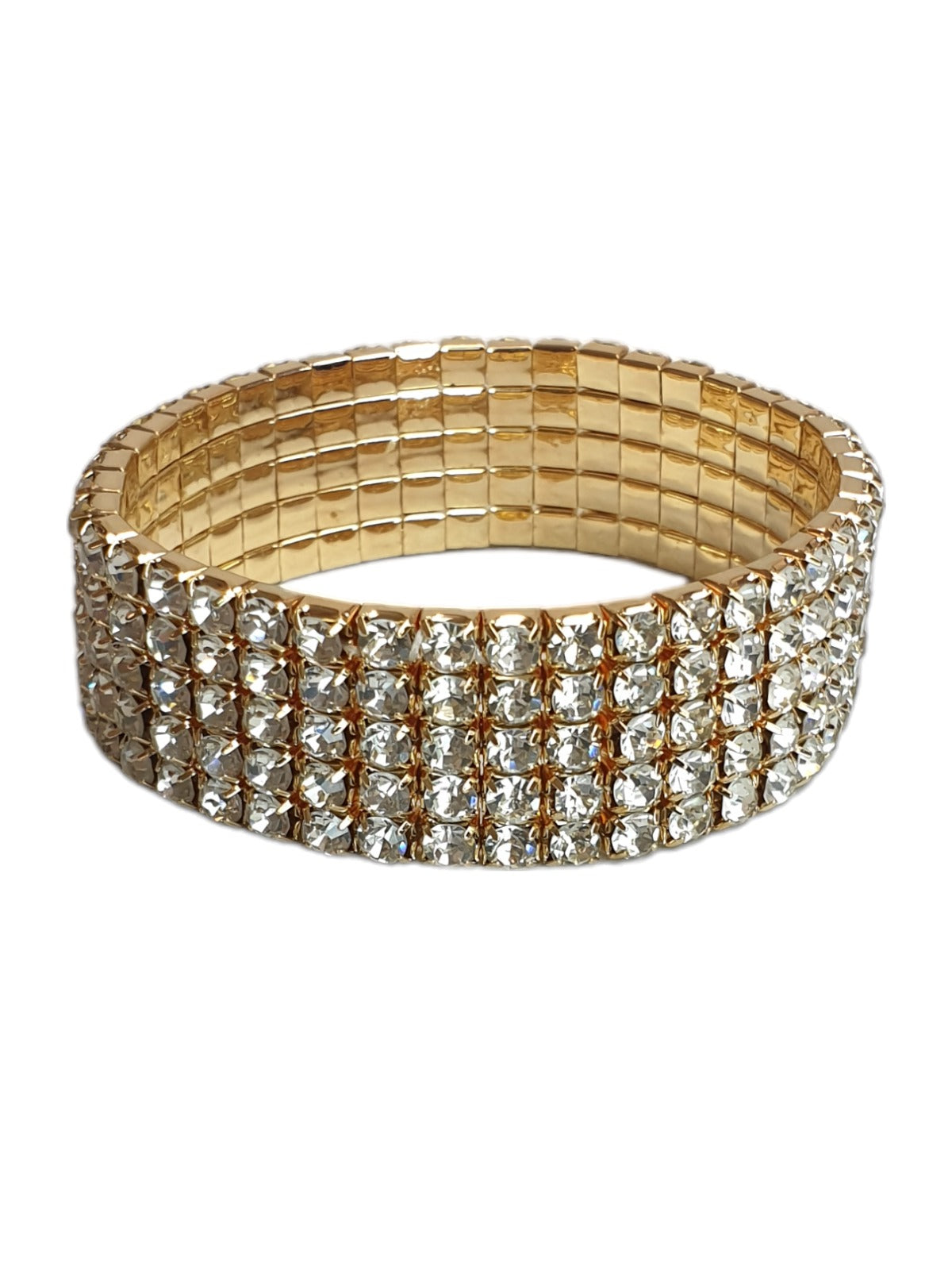 3/5 Row Stretchy Diamante Bracelet Gold