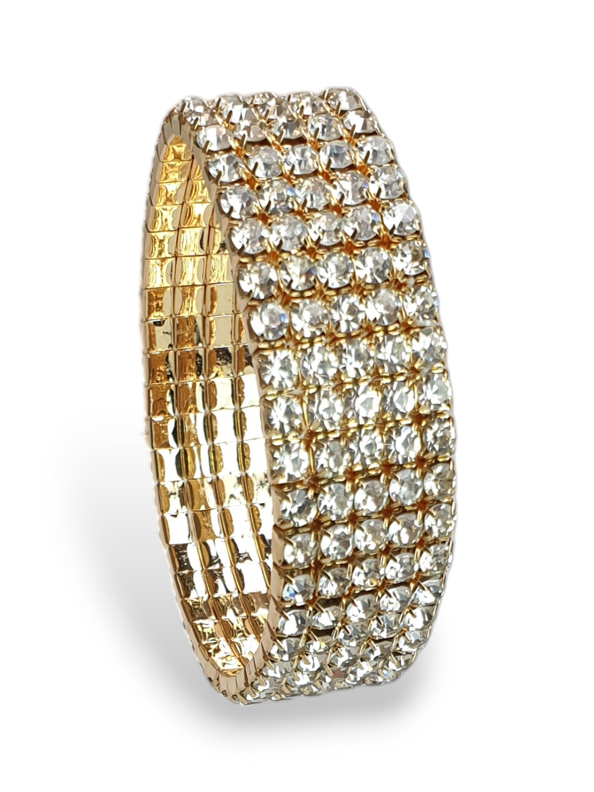 3/5 Row Stretchy Diamante Bracelet Gold
