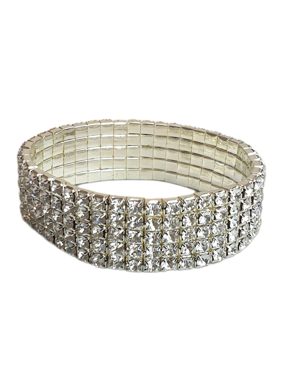 3/5 Row Stretchy Diamante Bracelet Silver