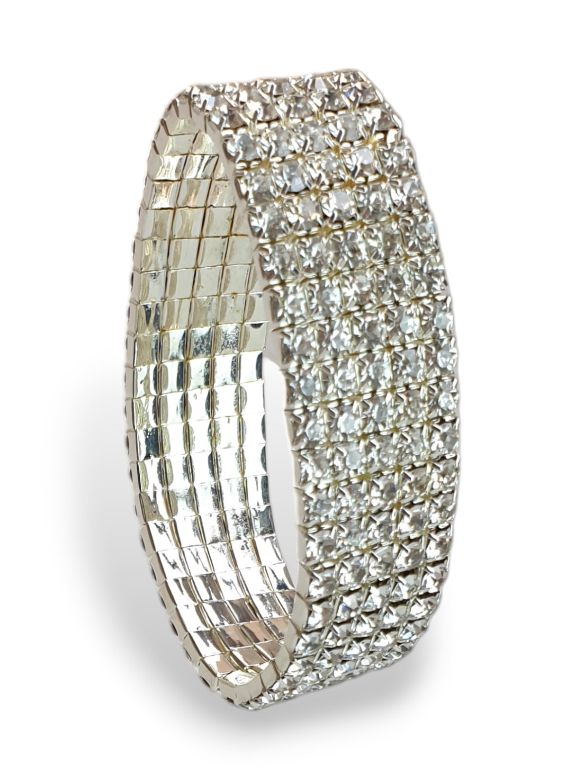 3/5 Row Stretchy Diamante Bracelet Silver