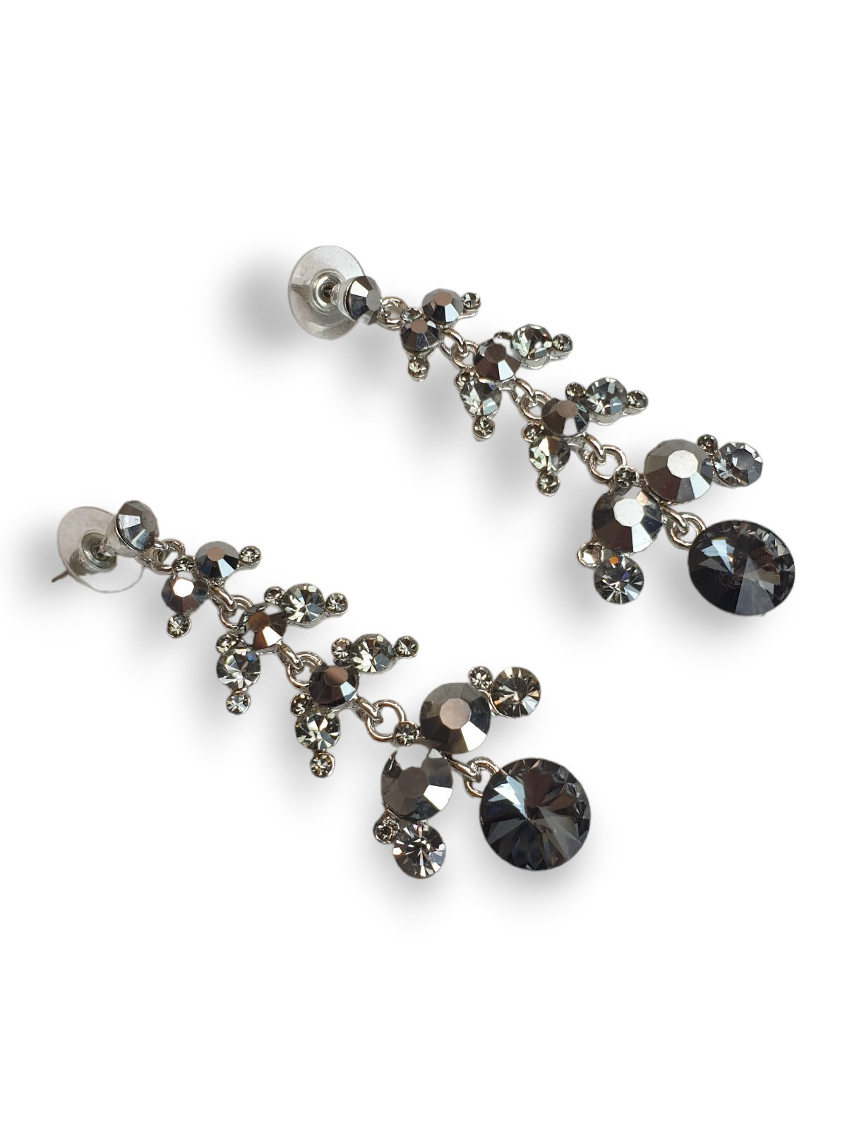 Diamante Drop Earrings Grey