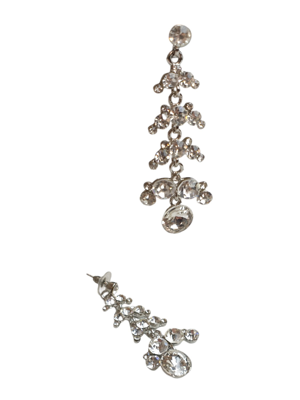 Diamante Drop Earrings Silver