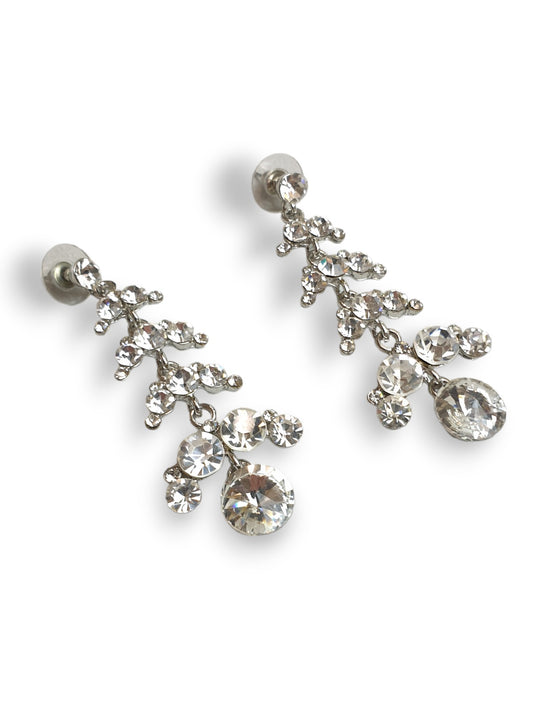 Diamante Drop Earrings Silver