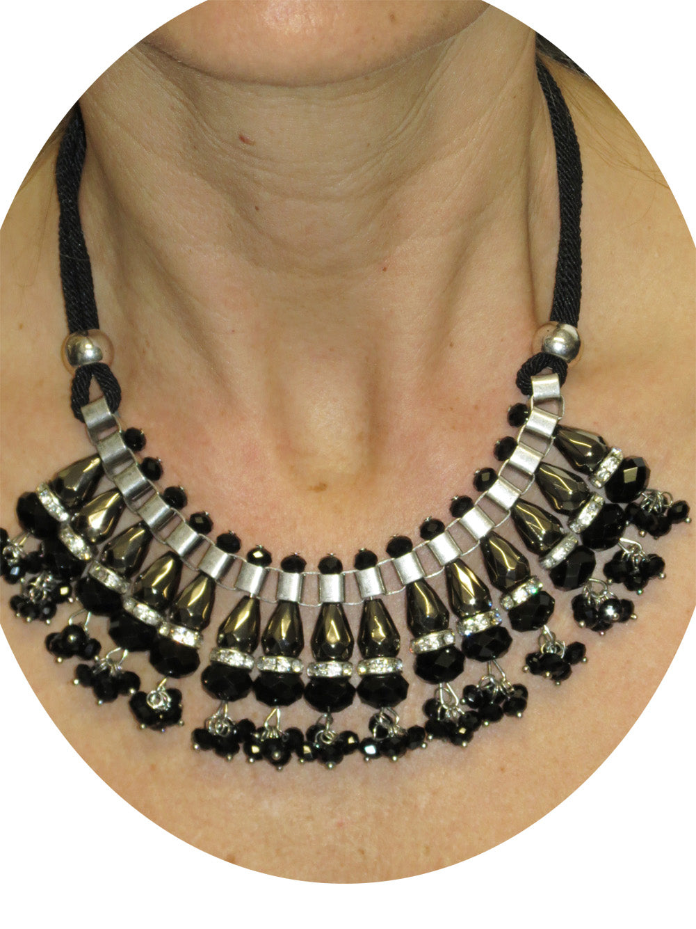 Diamante Tribal Necklace Black