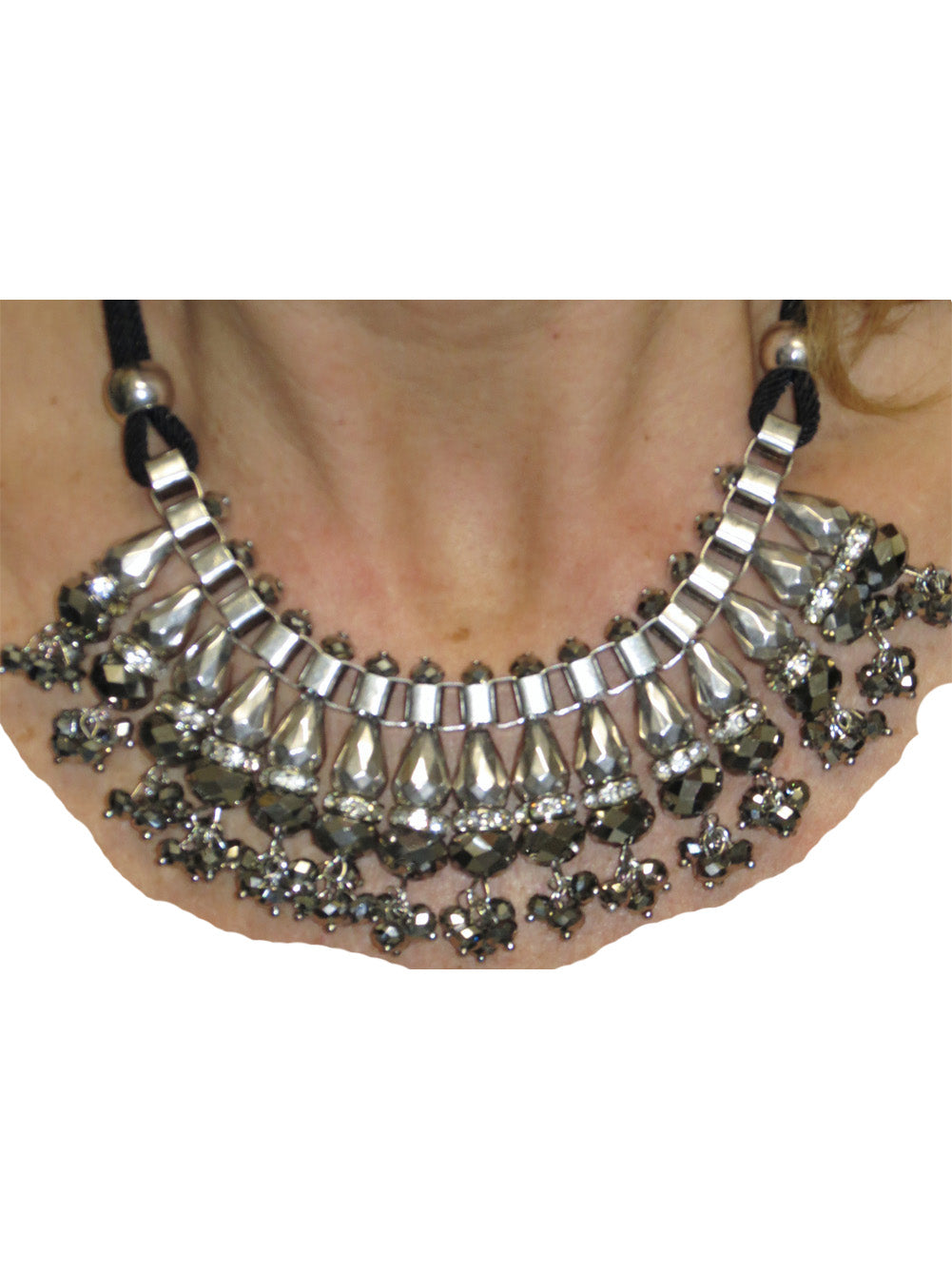 Diamante Tribal Necklace Silver