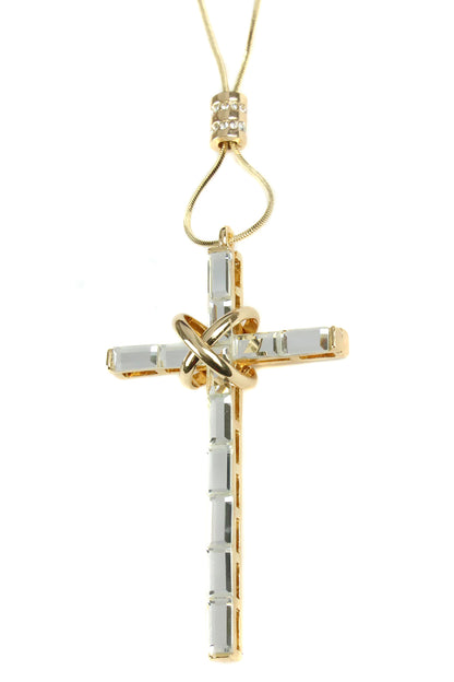 Cross Pendant Snake Chain Necklace Gold
